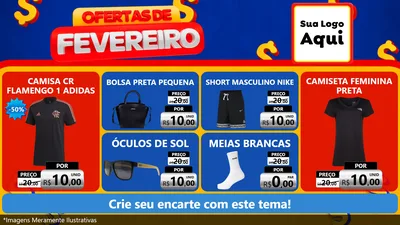 Modelo de TV para TV Horizontal com o tema Ofertas de Fevereiro para Roupas e acessórios