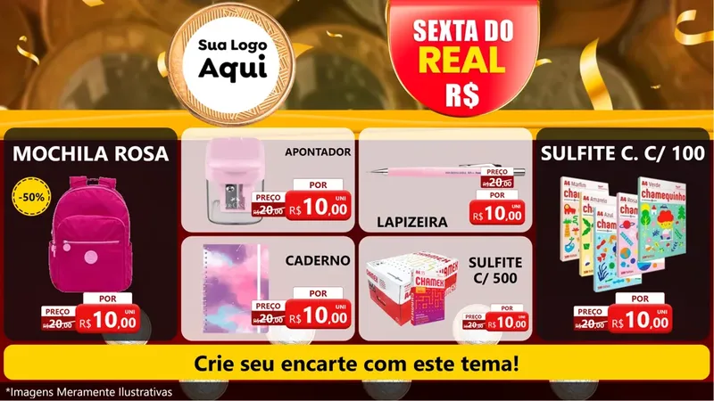 Modelo de TV para TV Horizontal com o tema Sexta do Real para Papelaria