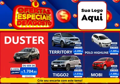 Modelo de Encarte para Encarte A4 Horizontal com o tema Ofertas Especiais de Agosto para Concessionaria de Carros