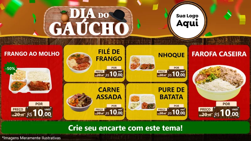 Modelo de TV para TV Horizontal com o tema Dia do Gaúcho para Restaurante
