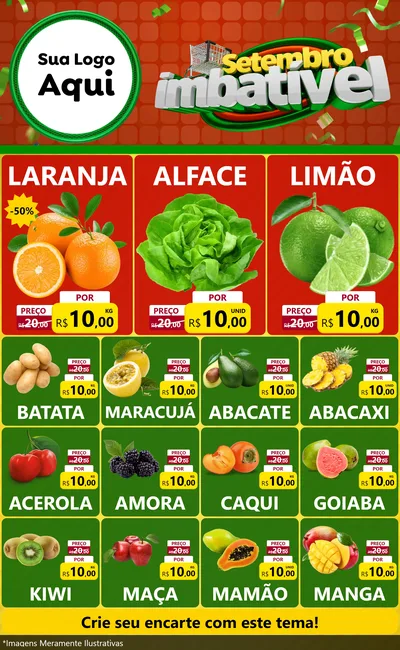 Modelo de Encarte para Encarte Grande com o tema Setembro Imbatível para Hortifrúti