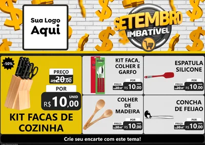 Modelo de Encarte para Encarte A4 Horizontal com o tema Setembro Imbatível para Utilidades Domésticas