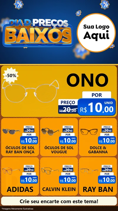 Modelo de Rede Social para Stories com o tema Dia D Preço Baixo para Óticas