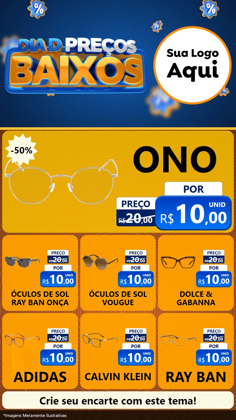 Modelo de Rede Social para Stories com o tema Dia D Preço Baixo para Óticas