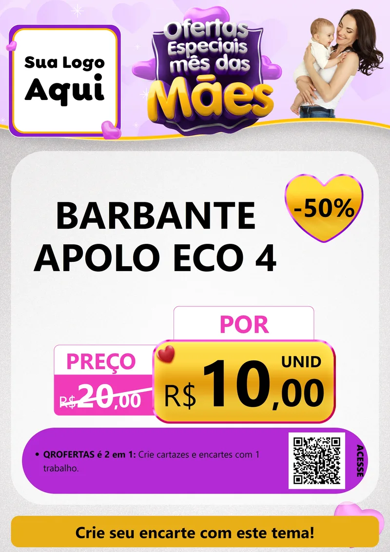 Modelo de Cartaz para Cartaz A4 Vertical com o tema Ofertas Especiais - Mês das Mães para Armarinho e Aviamentos