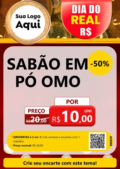 Modelo de Cartaz para Cartaz A4 Vertical com o tema Dia do Real para Produtos de Limpeza