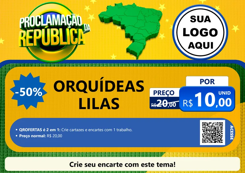 Modelo de Cartaz para Cartaz A4 Horizontal com o tema Proclamação da República para Floricultura e jardim