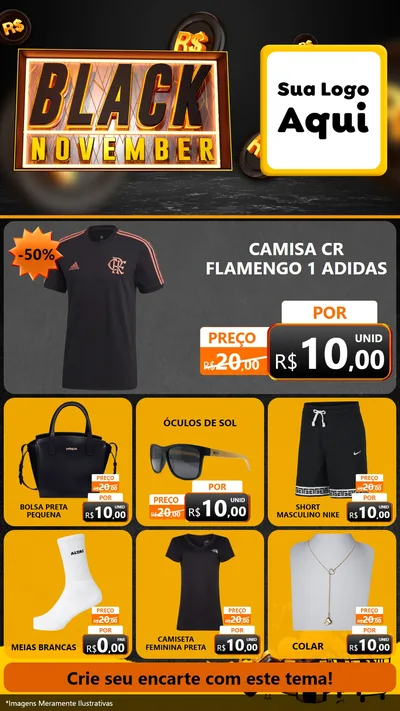 Modelo de Rede Social para Stories com o tema Black November para Roupas e acessórios