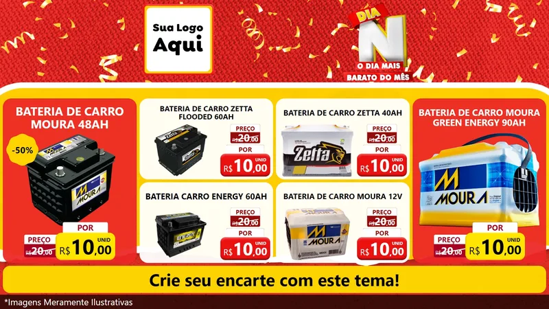 Modelo de TV para TV Horizontal com o tema Dia N o Dia Mais Barato do Mês para Baterias Elétricas