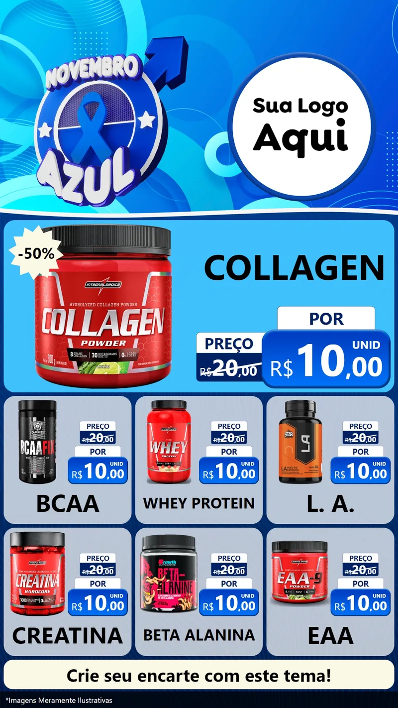 Modelo de Rede Social para Stories com o tema Novembro Azul para Suplementos alimentares