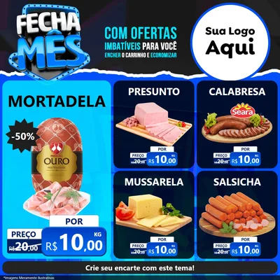 Modelo de Rede Social para Feed Facebook com o tema Fecha Mês para Frios e Laticínios