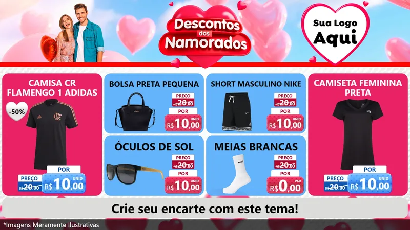 Modelo de TV para TV Horizontal com o tema Descontos dos Namorados para Roupas e acessórios