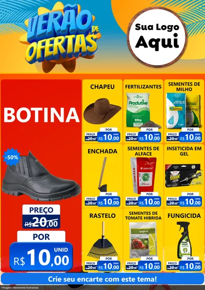 Modelo de Encarte para Encarte A4 Vertical com o tema Verão de Ofertas para Agropecuária