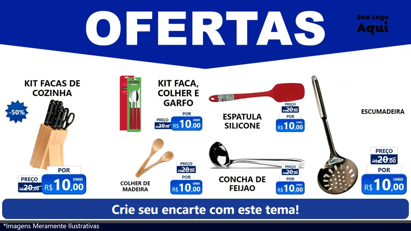 Modelo de TV para TV Horizontal com o tema Ofertas Azul Cartaz para Utilidades Domésticas