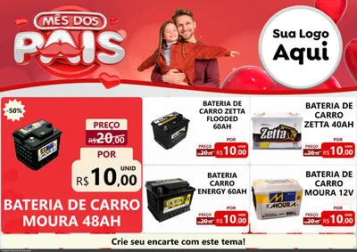Modelo de Encarte para Encarte A4 Horizontal com o tema Mês dos Pais para Baterias Elétricas