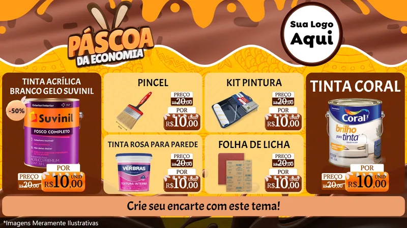 Modelo de TV para TV Horizontal com o tema Páscoa da Economia para Tintas e Ferramentas
