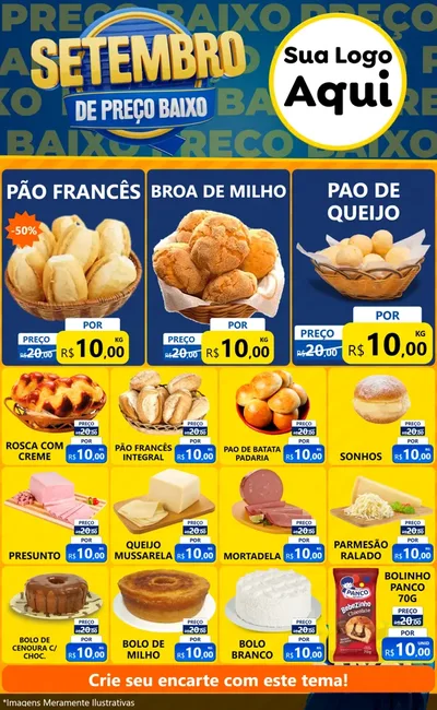 Modelo de Encarte para Encarte Grande com o tema Setembro De Preço Baixo para Padaria