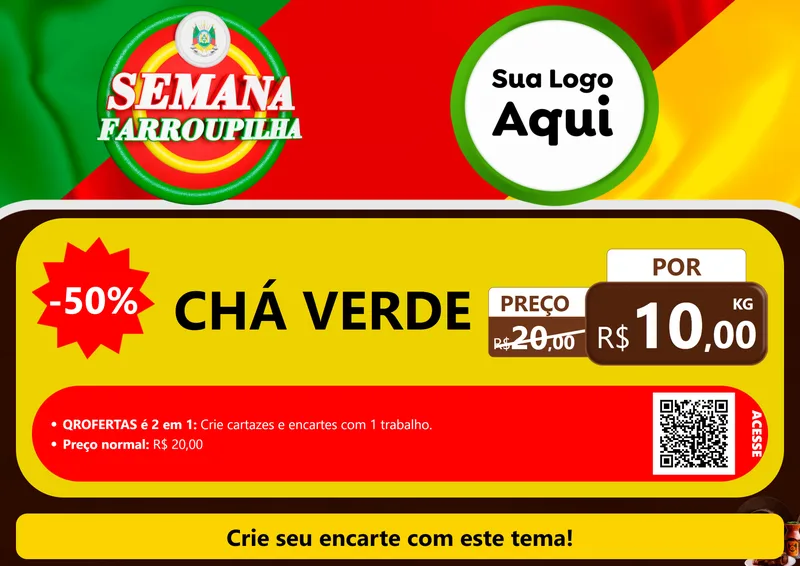 Modelo de Cartaz para Cartaz A4 Horizontal com o tema Semana Farroupilha para Produtos Naturais