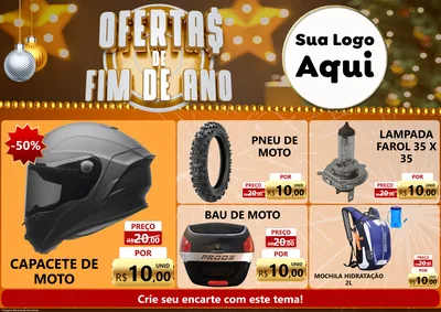 Modelo de Encarte para Encarte A4 Horizontal com o tema Ofertas de Fim de Ano para Moto peças