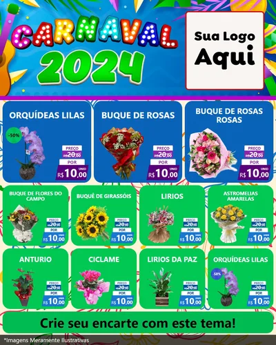 Modelo de Rede Social para Feed Instagram com o tema Carnaval 2027 para Floricultura e jardim