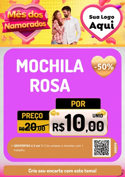 Modelo de Cartaz para Cartaz A4 Vertical com o tema Mês dos Namorados para Papelaria