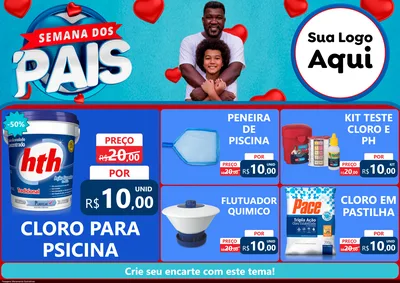 Modelo de Encarte para Encarte A4 Horizontal com o tema Semana Dos Pais para Produtos para Piscina