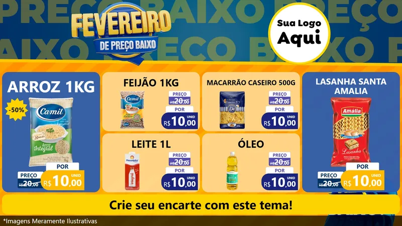 Modelo de TV para TV Horizontal com o tema Fevereiro de Preço Baixo para Supermercado