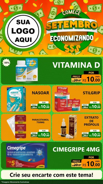 Modelo de TV para TV Vertical com o tema Comece Setembro Economizando para Farmácia