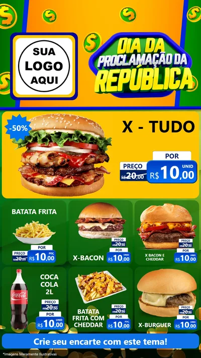 Modelo de Rede Social para Stories com o tema Dia Da Proclamação da República para Hamburgueria