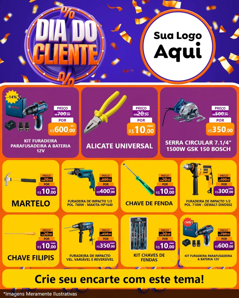 Modelo de Rede Social para Feed Instagram com o tema Dia do Cliente para Maquinas e Ferramentas