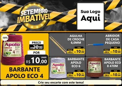 Modelo de Encarte para Encarte A4 Horizontal com o tema Setembro Imbatível para Armarinho e Aviamentos