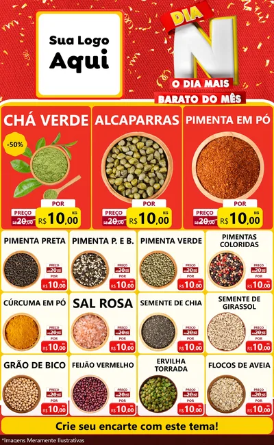 Modelo de Encarte para Encarte Grande com o tema Dia N o Dia Mais Barato do Mês para Produtos Naturais