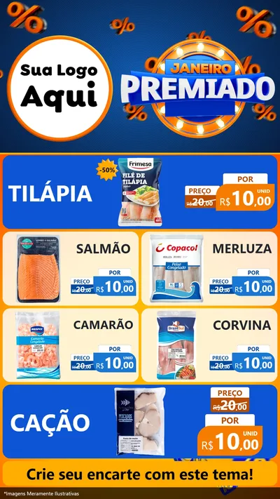 Modelo de TV para TV Vertical com o tema Janeiro Premiado para Peixaria