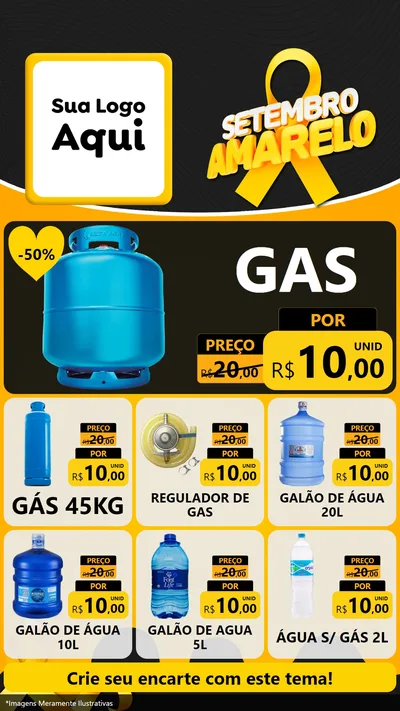 Modelo de Rede Social para Stories com o tema Setembro Amarelo para Água e gás