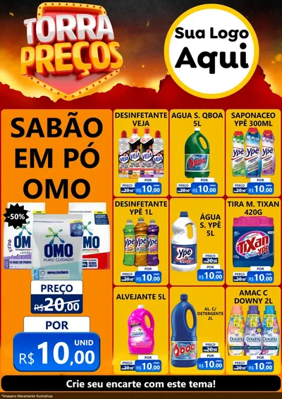 Modelo de Encarte para Encarte A4 Vertical com o tema Torra Preços para Produtos de Limpeza