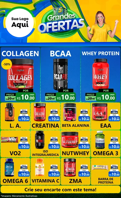Modelo de Encarte para Encarte Grande com o tema Grandes Ofertas para Suplementos alimentares