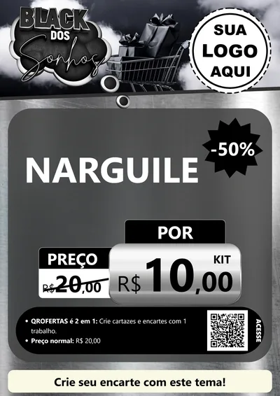 Modelo de Cartaz para Cartaz A4 Vertical com o tema Black dos Sonhos para Tabacaria