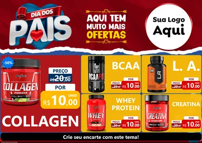 Modelo de Encarte para Encarte A4 Horizontal com o tema Dia dos Pais para Suplementos alimentares