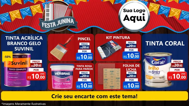 Modelo de TV para TV Horizontal com o tema Festa Junina para Tintas e Ferramentas