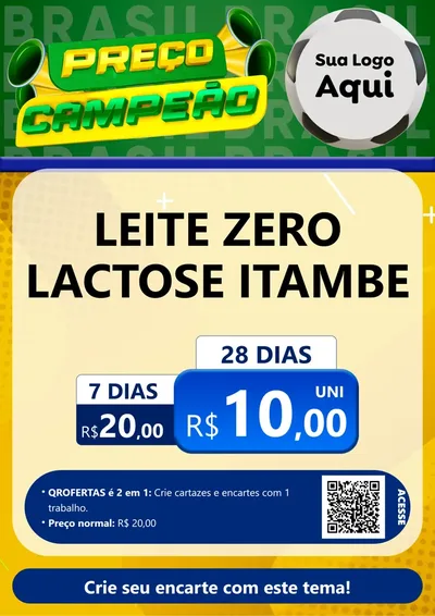 Modelo de Cartaz para Cartaz A4 Vertical com o tema Preço Campeão - Copa para Frios e Laticínios