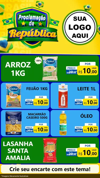 Modelo de TV para TV Vertical com o tema Proclamação da República para Supermercado