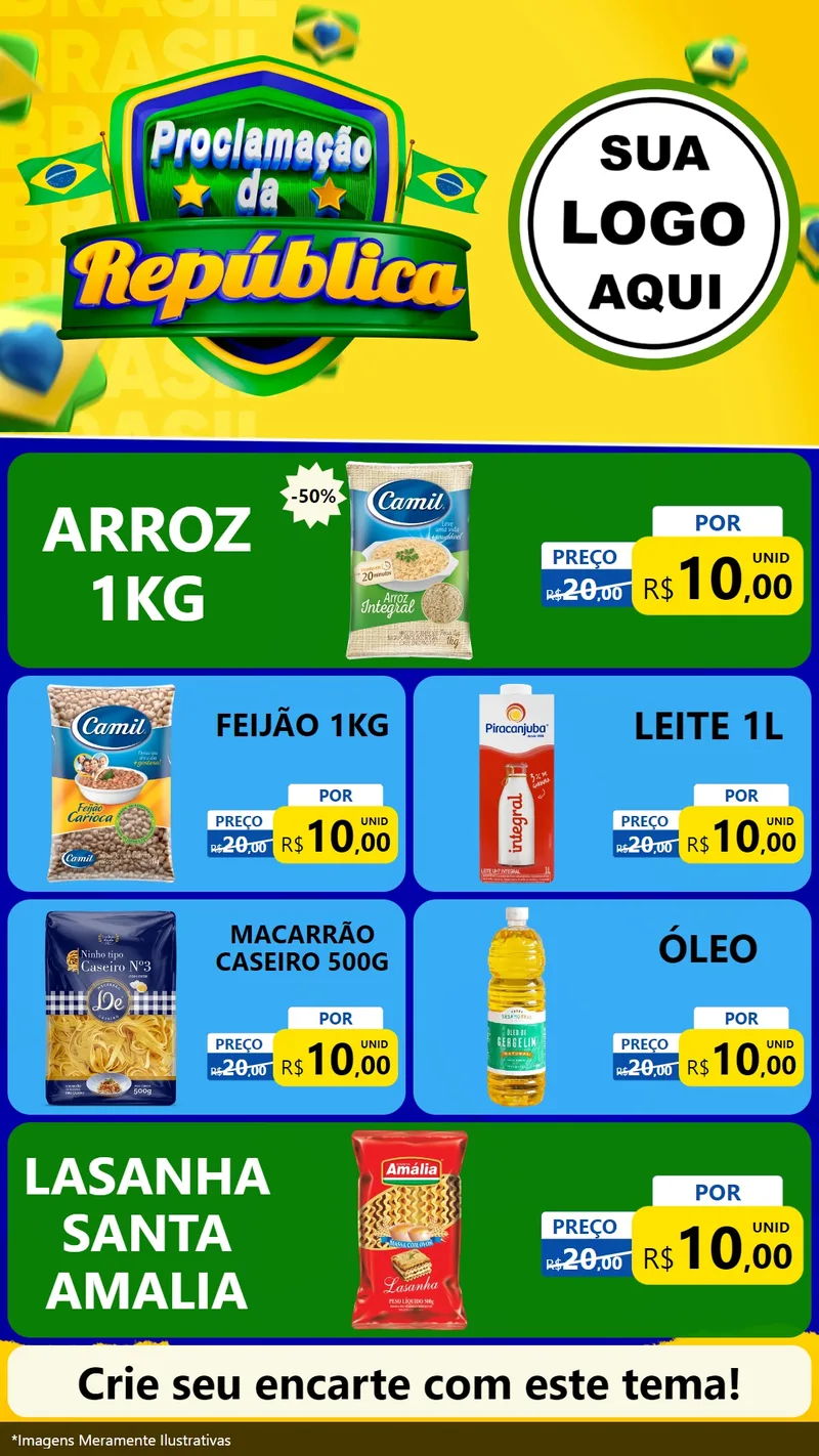 Modelo de TV para TV Vertical com o tema Proclamação da República para Supermercado