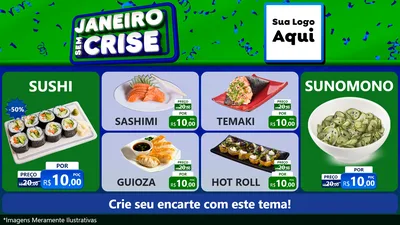 Modelo de TV para TV Horizontal com o tema Janeiro Sem Crise para Comida japonesa