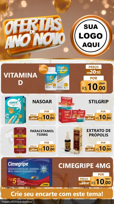 Modelo de TV para TV Vertical com o tema Ofertas de Ano Novo para Farmácia