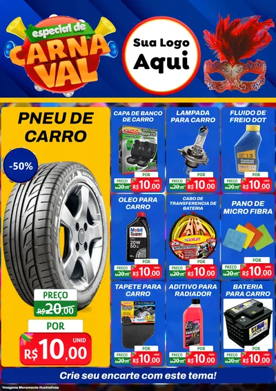 Modelo de Encarte para Encarte A4 Vertical com o tema Especial de Carnaval para Auto peças