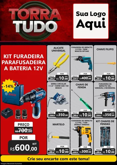 Modelo de Encarte para Encarte A4 Vertical com o tema Torra Tudo para Maquinas e Ferramentas