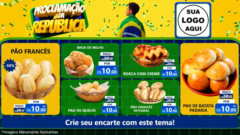 Modelo de TV para TV Horizontal com o tema Proclamação da República para Padaria