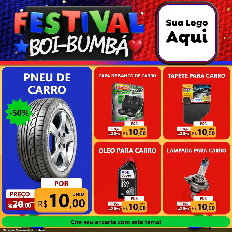 Modelo de Rede Social para Feed Facebook com o tema Festival Boi-Bumbá para Auto peças