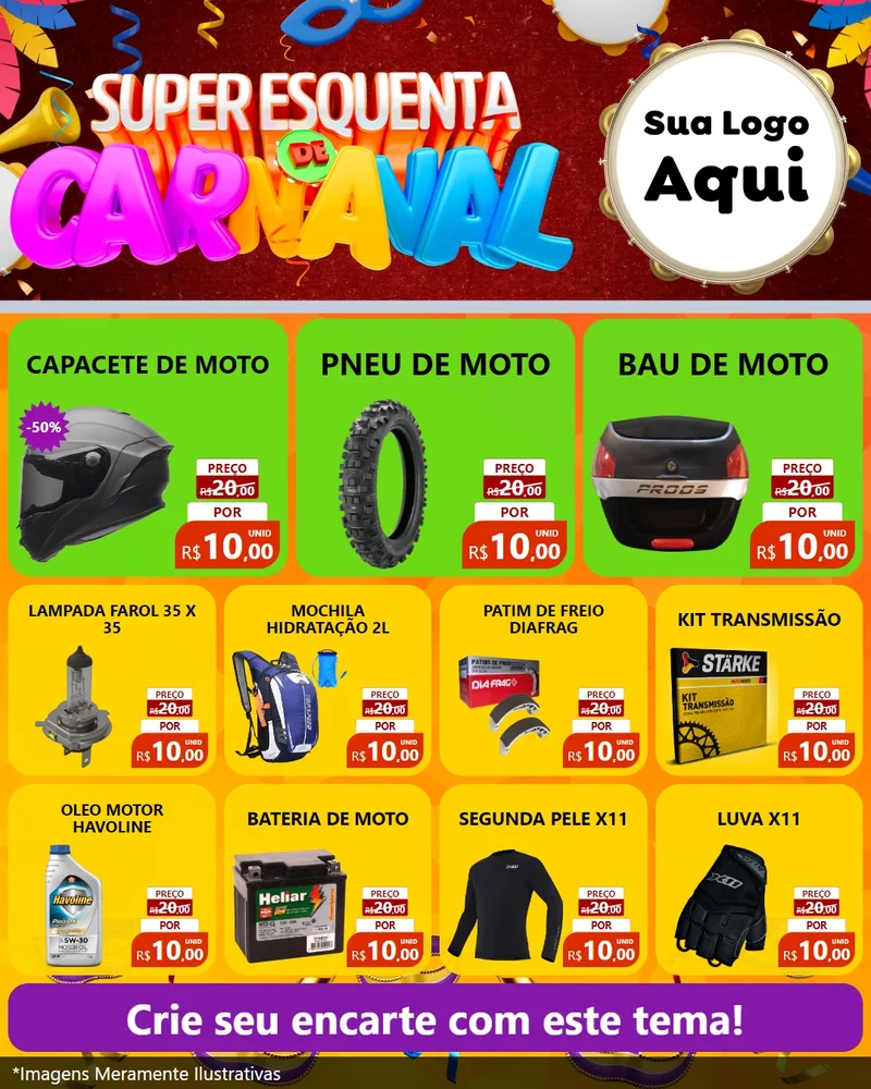 Modelo de Rede Social para Feed Instagram com o tema Super Esquenta de Carnaval para Moto peças