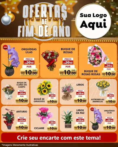Modelo de Rede Social para Feed Instagram com o tema Ofertas de Fim de Ano para Floricultura e jardim